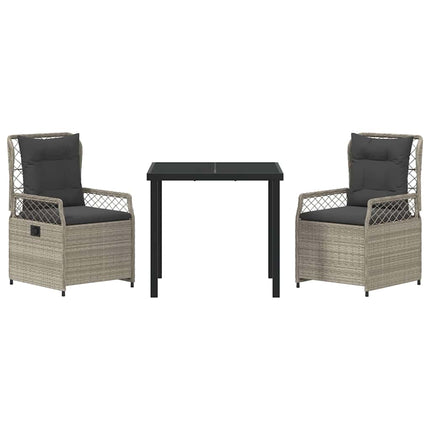 Have Spisebordssæt 3 pcs Lysegrå polyrattan