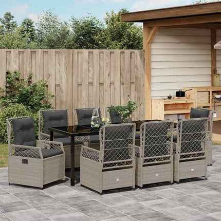 Have Spisebordssæt 9 pcs Lysegrå polyrattan