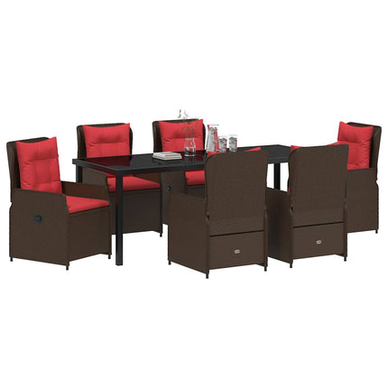 Have Spisebordssæt med pude 7 pcs Brun Poly rattan