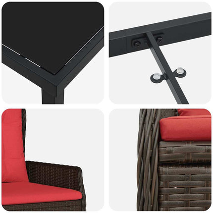 Have Spisebordssæt med pude 9 pcs Brun Poly rattan