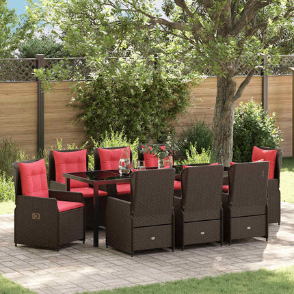 Have Spisebordssæt med pude 9 pcs Brun Poly rattan