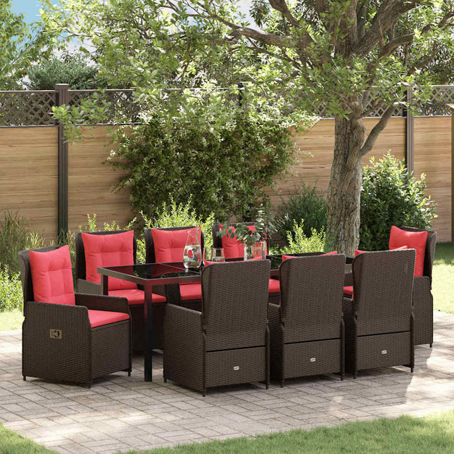 Have Spisebordssæt 9 stk. Brun Poly rattan