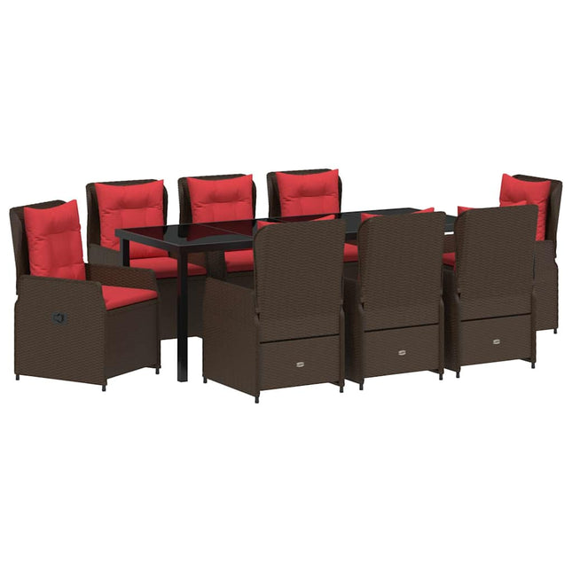 Have Spisebordssæt 9 stk. Brun Poly rattan