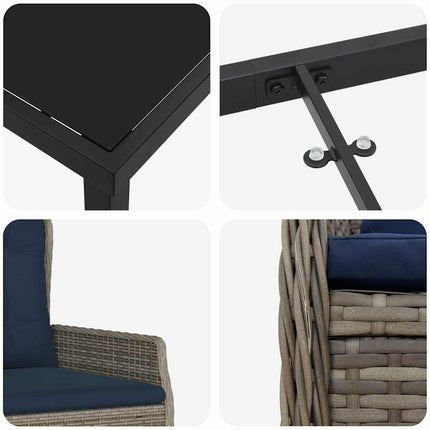 Have Spisebordssæt med pude 7 pcs Grå Poly rattan