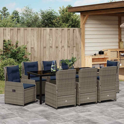 Have Spisebordssæt med pude 9 pcs Grå Poly rattan