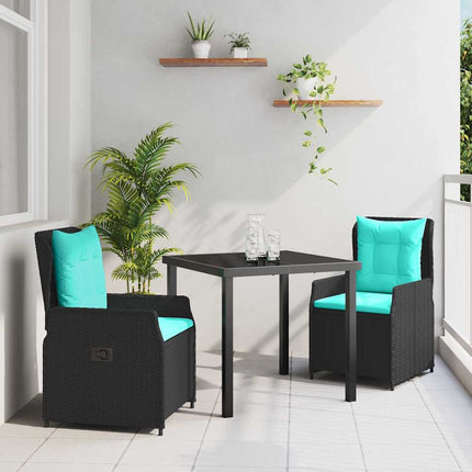 Have Spisebordssæt med pude 3 pcs Sort Poly rattan