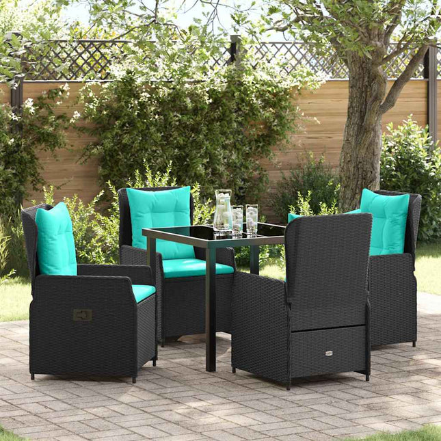 Have Spisebordssæt 5 stk. Sort Poly rattan
