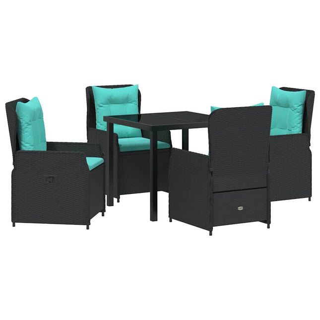 Have Spisebordssæt 5 stk. Sort Poly rattan