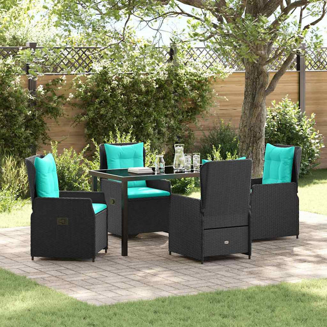 Have Spisebordssæt 5 stk. Sort Poly rattan