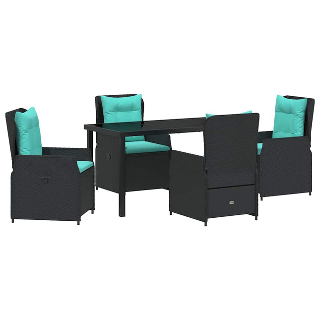 Have Spisebordssæt 5 stk. Sort Poly rattan