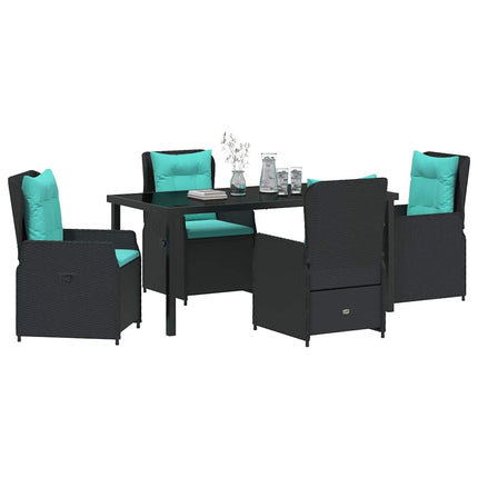 Have Spisebordssæt med pude 5 pcs Sort Poly rattan