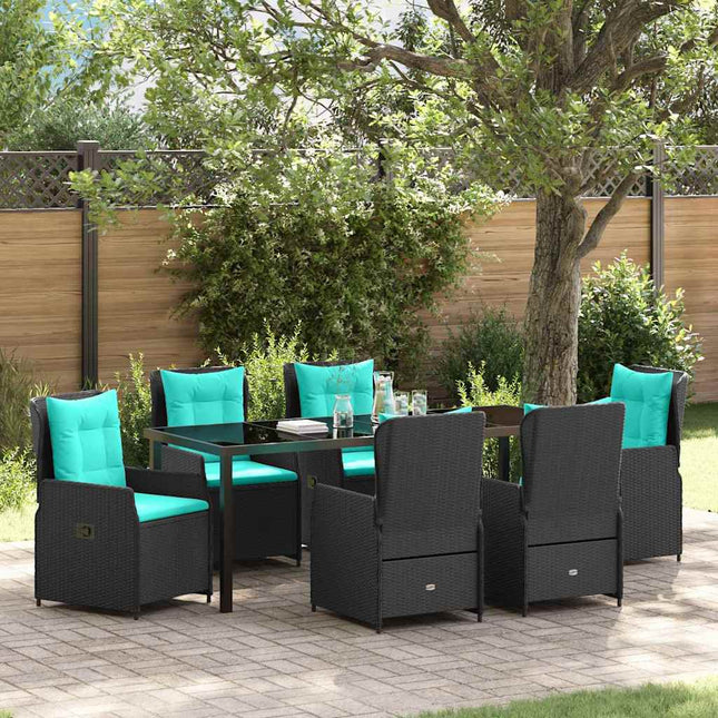 Have Spisebordssæt 7 stk. Sort Poly rattan