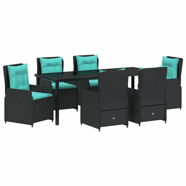 Have Spisebordssæt 7 stk. Sort Poly rattan