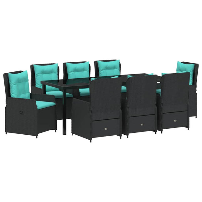 Have Spisebordssæt 9 stk. Sort Poly rattan