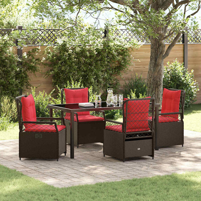 Have Spisebordssæt 5 stk. Brun polyrattan