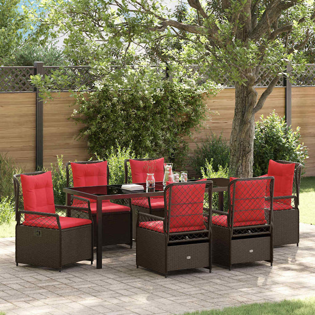 Have Spisebordssæt 7 stk. Brun polyrattan