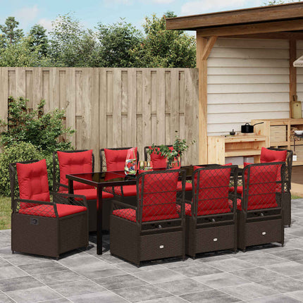Have Spisebordssæt 9 pcs Brun polyrattan