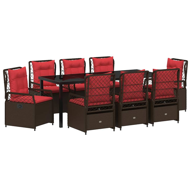 Have Spisebordssæt 9 stk. Brun polyrattan