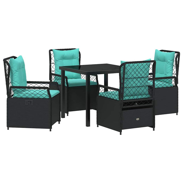 Have Spisebordssæt 5 stk. Sort polyrattan