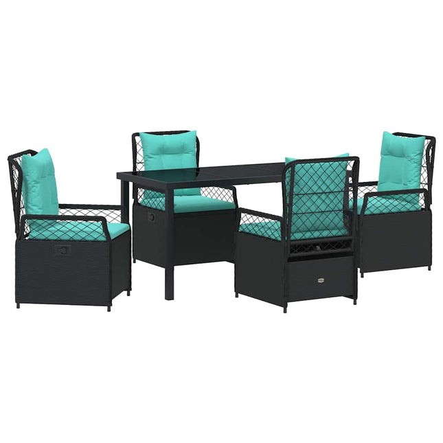 Have Spisebordssæt 5 stk. Sort polyrattan
