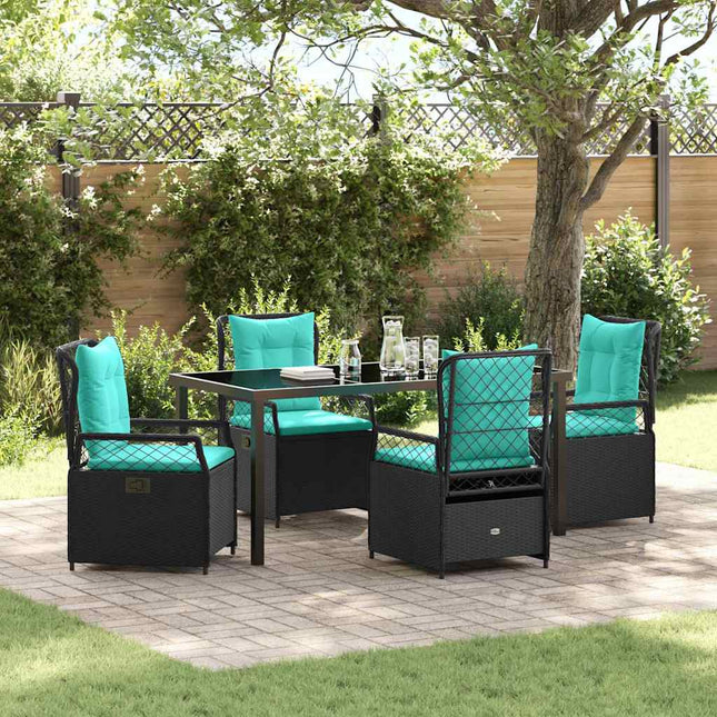 Have Spisebordssæt 5 stk. Sort polyrattan