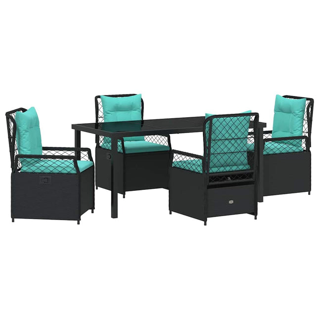 Have Spisebordssæt 5 stk. Sort polyrattan