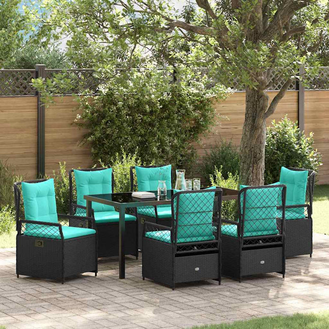 Have Spisebordssæt 7 stk. Sort polyrattan