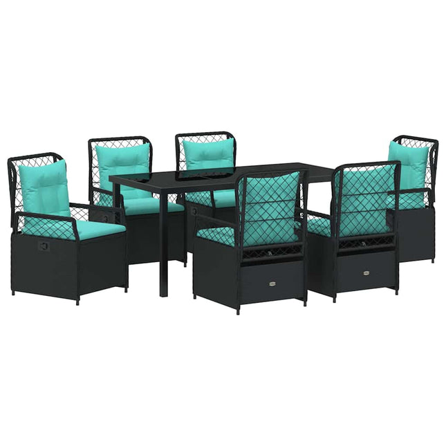 Have Spisebordssæt 7 stk. Sort polyrattan