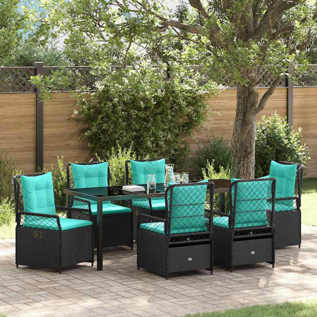 Have Spisebordssæt 7 stk. Sort polyrattan