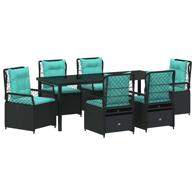 Have Spisebordssæt 7 stk. Sort polyrattan