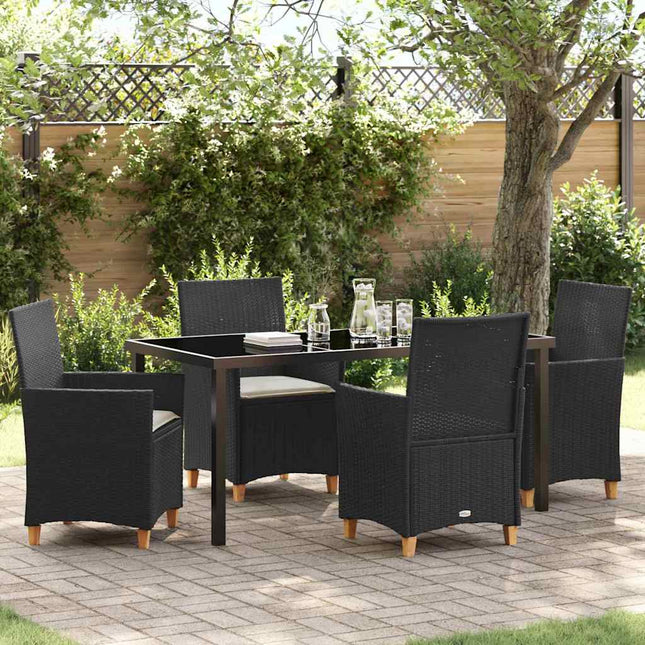 Have Spisebordssæt 5 stk. Sort polyrattan