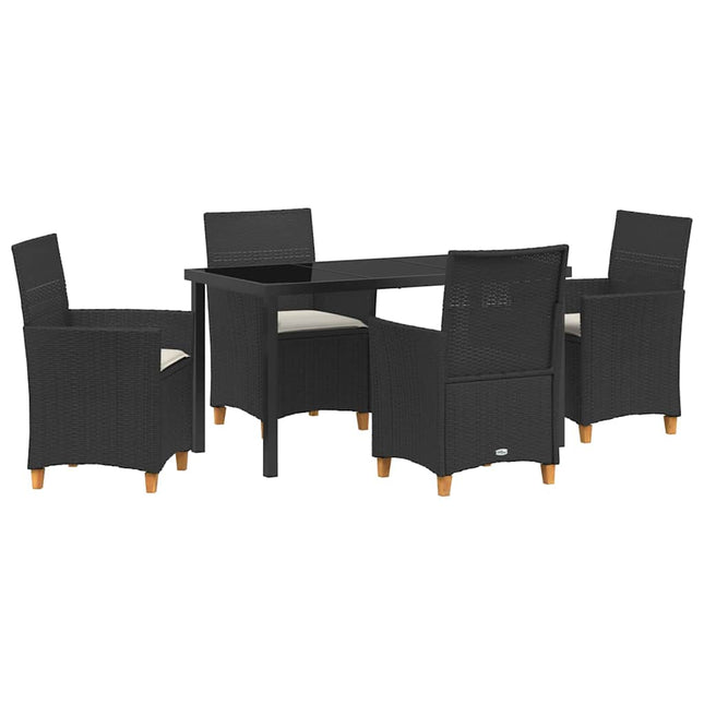 Have Spisebordssæt 5 stk. Sort polyrattan