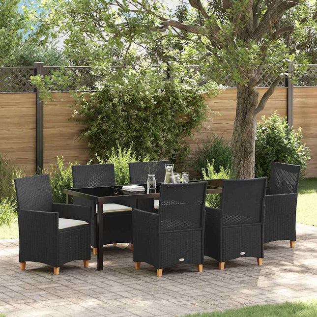 Have Spisebordssæt 7 stk. Sort polyrattan