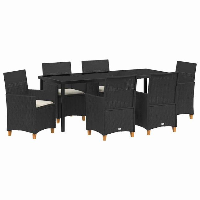 Have Spisebordssæt 7 stk. Sort polyrattan