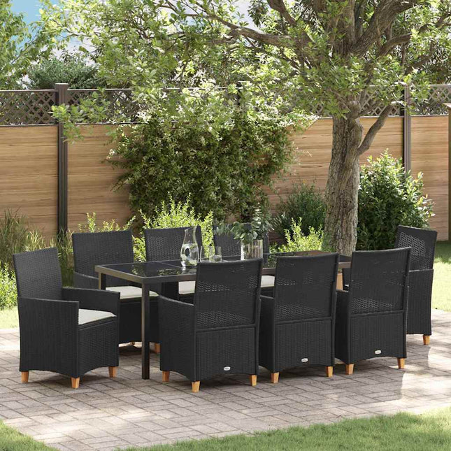 Have Spisebordssæt 9 stk. Sort polyrattan