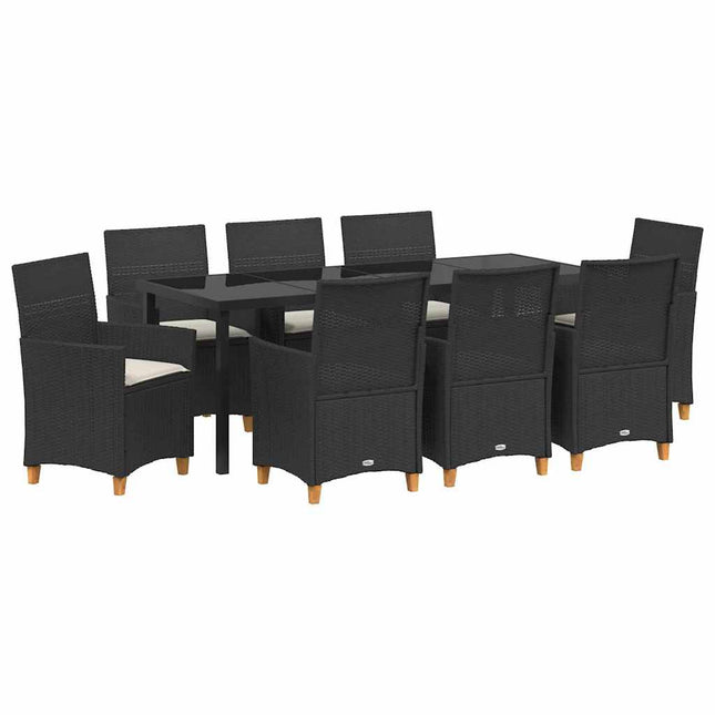 Have Spisebordssæt 9 stk. Sort polyrattan