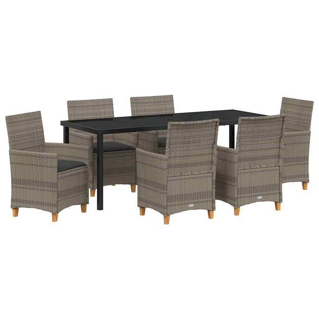 Have Spisebordssæt 7 stk. Grå polyrattan