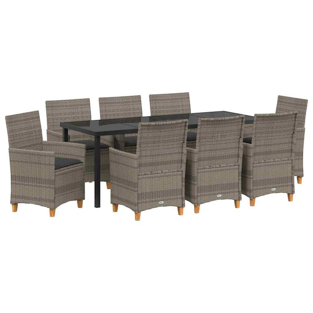 Have Spisebordssæt 9 stk. Grå polyrattan