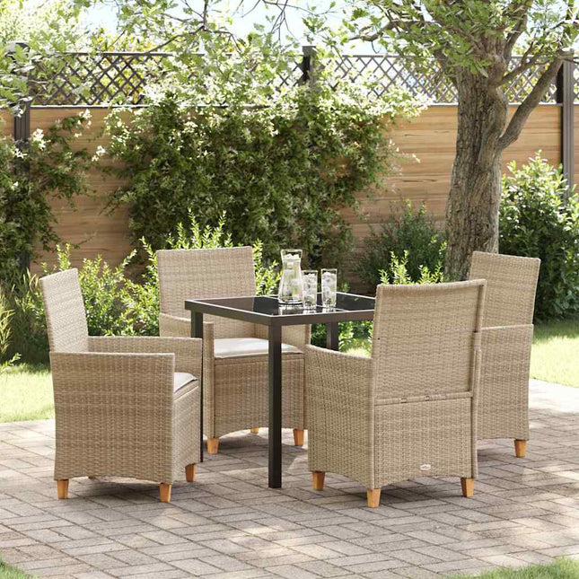 Have Spisebordssæt 5 stk. Beige polyrattan