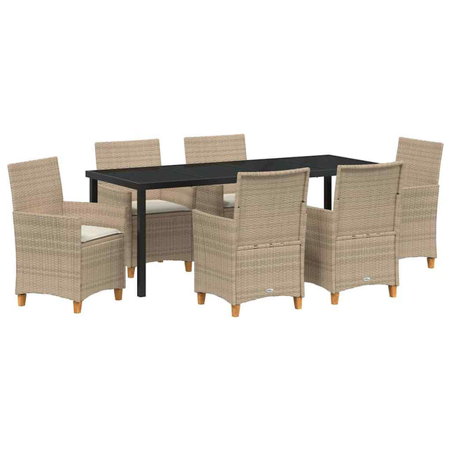 Have Spisebordssæt 7 stk. Beige polyrattan