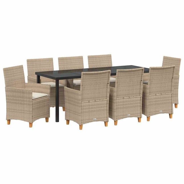 Have Spisebordssæt 9 stk. Beige polyrattan