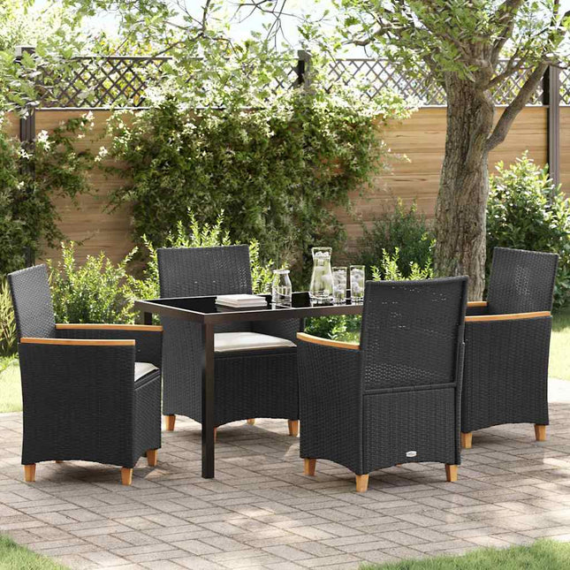 Have Spisebordssæt 5 stk. Sort polyrattan