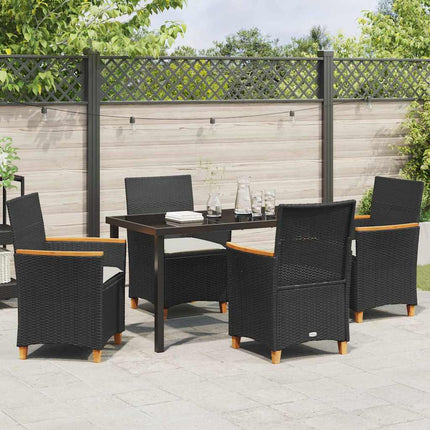 Have Spisebordssæt 5 stk. Sort polyrattan