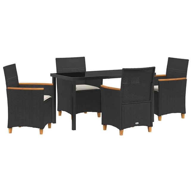 Have Spisebordssæt 5 stk. Sort polyrattan