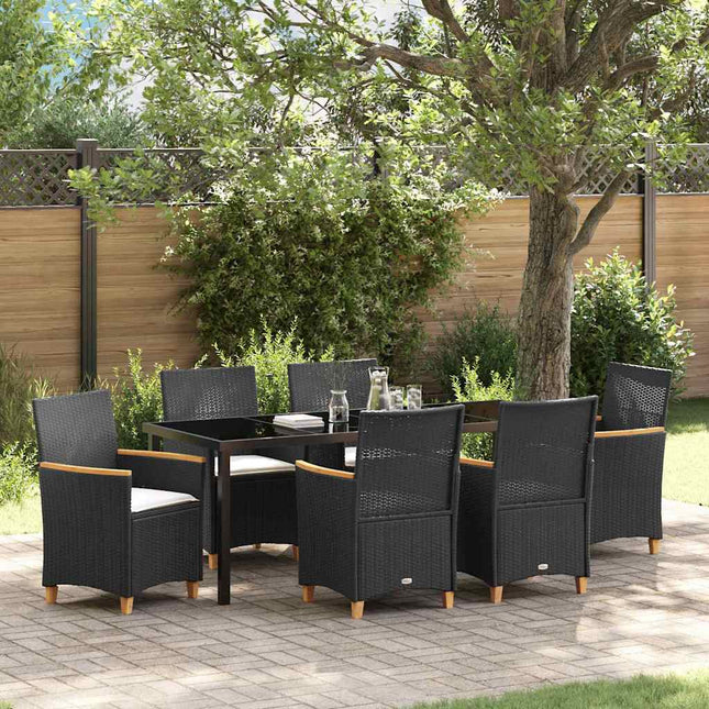 Have Spisebordssæt 7 stk. Sort polyrattan