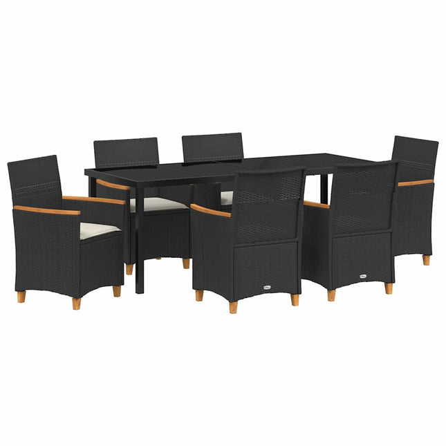 Have Spisebordssæt 7 stk. Sort polyrattan