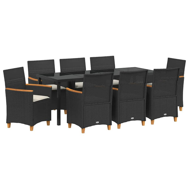 Have Spisebordssæt 9 stk. Sort polyrattan