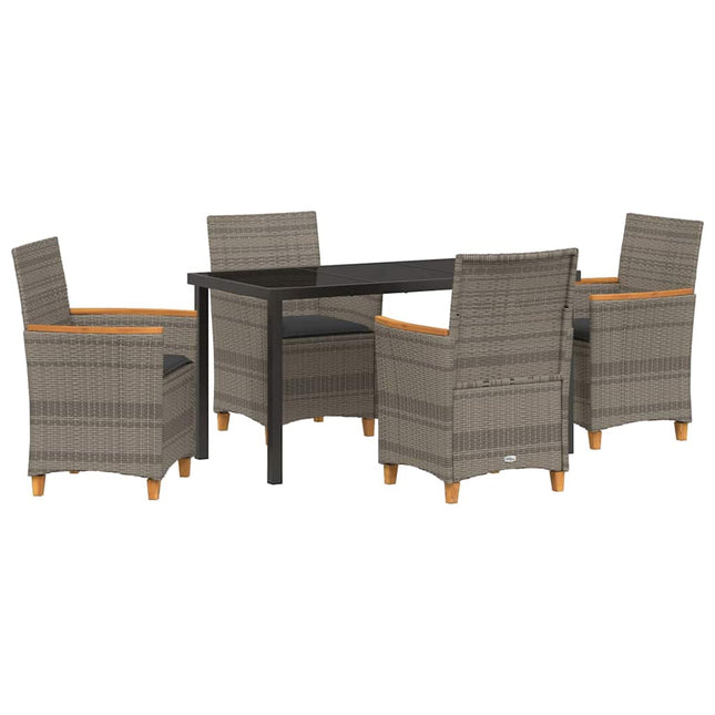 Have Spisebordssæt 5 stk. Grå polyrattan