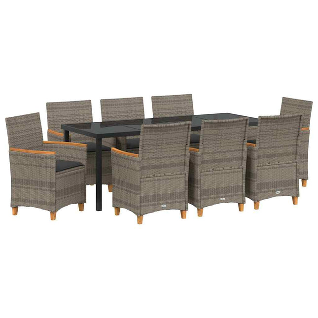 Have Spisebordssæt 9 stk. Grå polyrattan