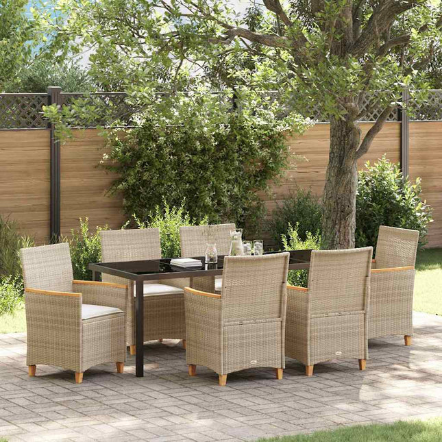 Have Spisebordssæt 7 stk. Beige polyrattan
